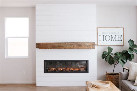 DIY Shiplap Electric Fireplace Build with Mantel | Healthy Grocery Girl