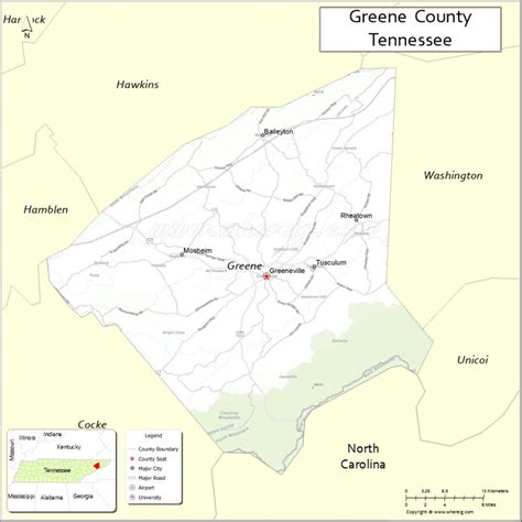 Map of Greene County, Tennessee - Where is Located, Cities, Population ...