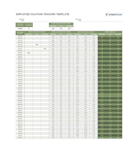 Employee Vacation Tracking Template