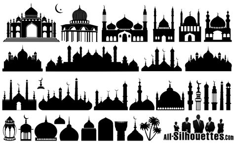 Free Mosque Silhouettes Vector | Mosque silhouette, Mosque, Silhouette ...