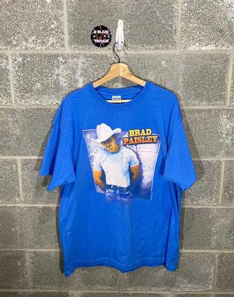 Vintage Y2K 2000s 2003 Brad Paisley Celebrity Tour Rap Tee Style Blue ...