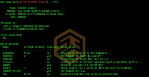 Information Gathering with Metasploit: Shodan