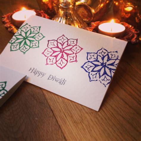 Handmade greeting cards for Diwali. Using traditional block printing ...