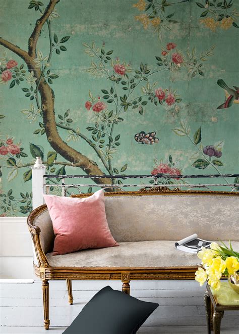 'Camellia Chinoiserie Wallpaper Fragment' Wallpaper Mural | SurfaceView