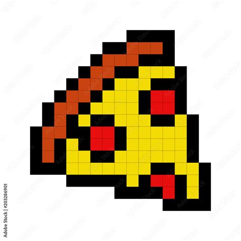 Pizza pixel art. Piece of pizza is pixelated. Fast food isolated Stock ...