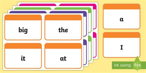 Coloured Phase 2 to 5 High Frequency Words Flashcards