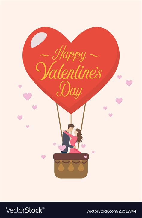 Happy valentines day with couple are kissing Vector Image