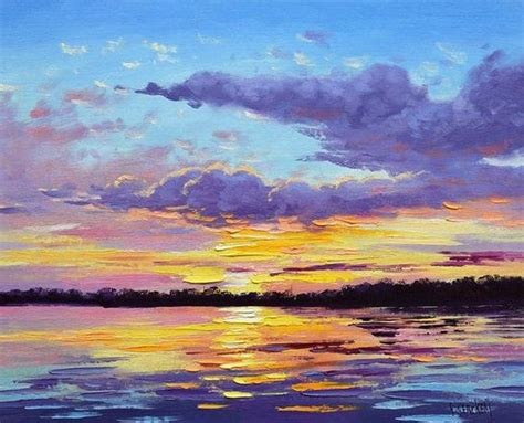 SUNSET Oil Painting , Sunrise. Sunset Ocean, Sunset Clouds, Colorful ...