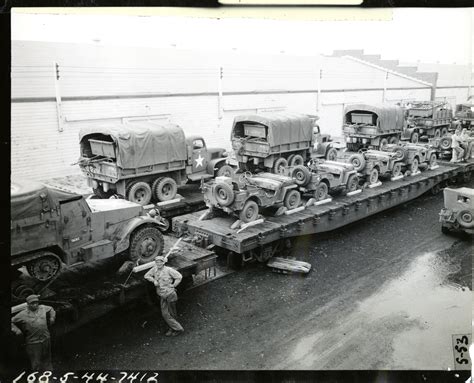 A general view of a loaded train of the 772nd Tank Battalion at Camp ...