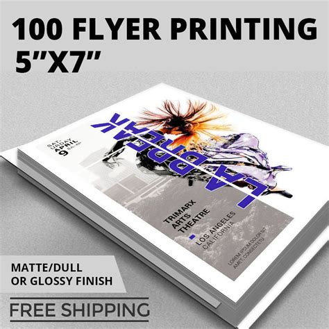 100 Flyer Printing - 5x7 Custom - Full Color - Thick Stock - Glossy or ...