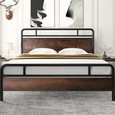 Amolife King Size Modern Heavy Duty Metal Platform Bed Frame with ...