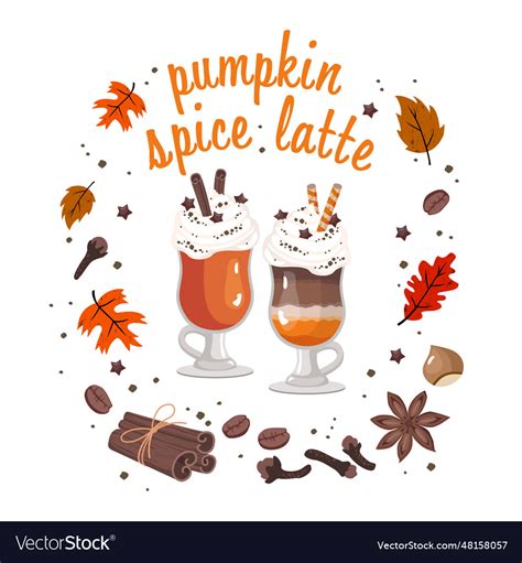 Pumpkin spice latte two cups Royalty Free Vector Image