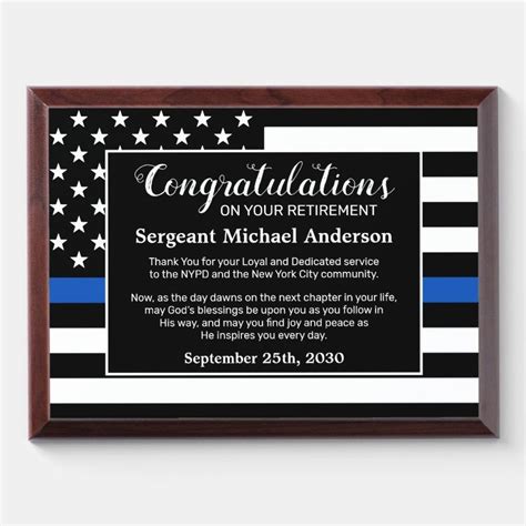 Law Enforcement Custom Police Officer Retirement Award Plaque Zazzle ...