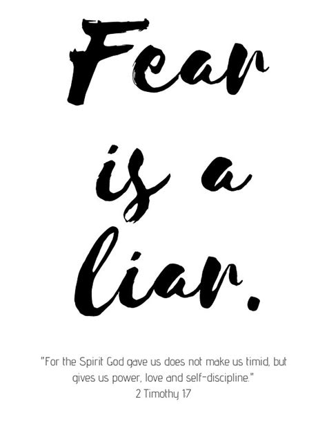 Fear Is A Liar | 2 Timothy 1:7 | Motivational Wall Art | Inspirational ...