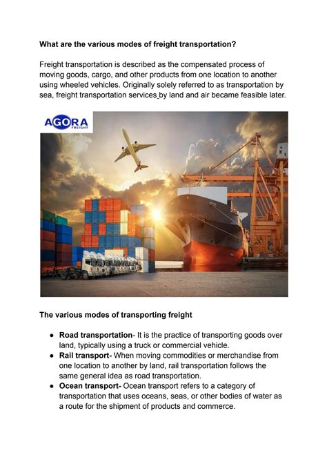 What are the various modes of freight transportation by Agora Freight ...