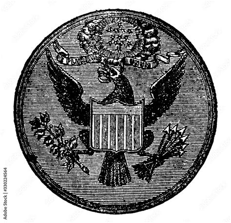 The Eagle is a gold coin of the United States, vintage illustration ...