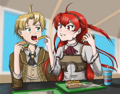 ArtStation - Mushoku Tensei Fan Art - Rudeus and Eris Eat Burgers