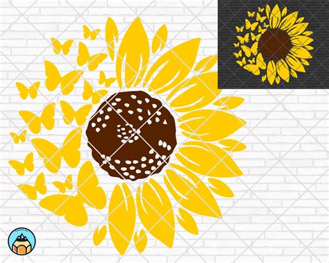 Sunflower butterfly svg Sunflower svg Butterfly svg Sunflower | Etsy