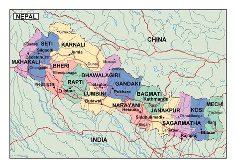 Detailed administrative map of Nepal | Nepal | Asia | Mapsland | Maps ...