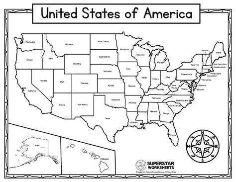 Map Of Usa Kindergarten Worksheet