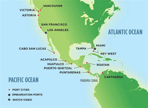 Panama Canal Cruise Map - Panama Canal Port Cities & Map of Cruise Ports