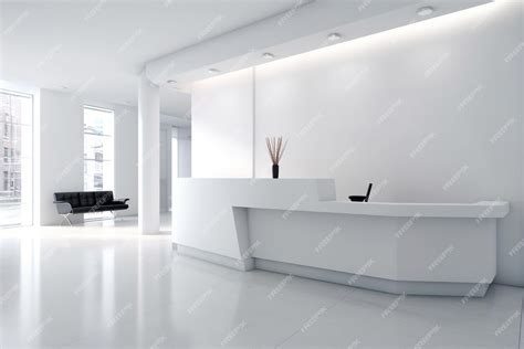 Premium Photo | White reception desk in modern office with white walls