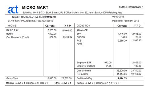 Monthly Malaysia Payroll Report and Salary Payslip | Actpay