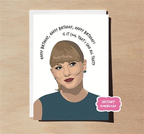 Taylor Swift Taylor Swift Birthday Card Taylor Swift | Etsy