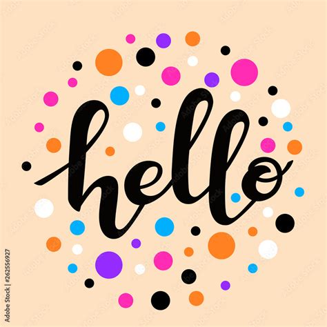 Hand written vector hello text. Cute simple hello lettering. Typography ...