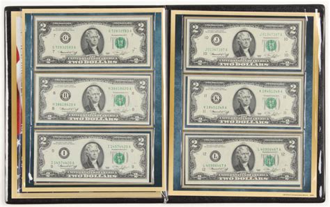 Set of (12) Federal Reserve Bicentennial $2 Two Dollar Bill Collection ...