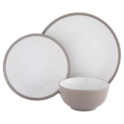 Buy Two Tone Taupe Stoneware 12 Piece Dinner Set from our Dinner Sets ...