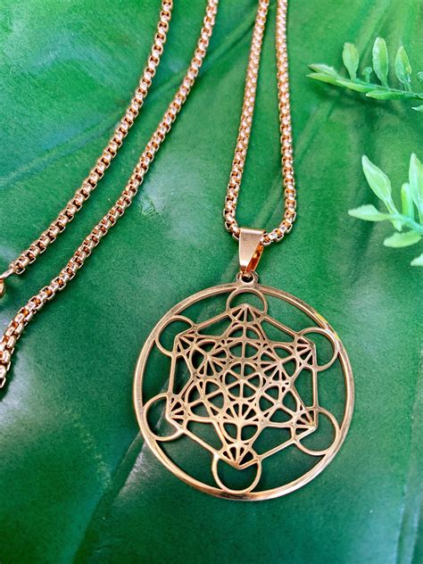 Sacred Geometry Necklace | METATRON'S CUBE Gold Necklace | Gold Flower ...