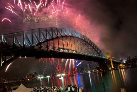 Sydney Harbour Bridge New Year Fireworks Stock Image - Image of ...