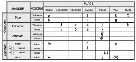 consonants table english | Consonant, Phonetic chart, Manners chart