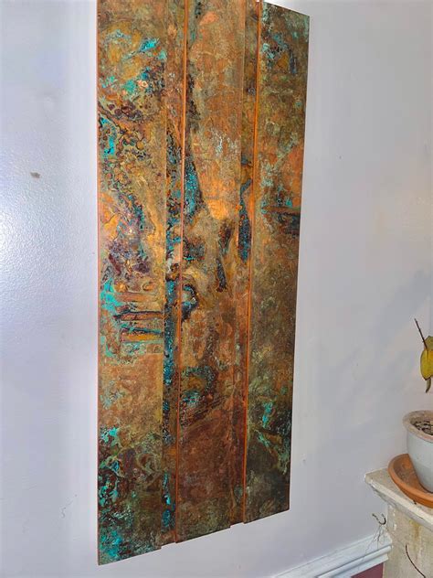 Modern Large Copper Patina Wall art weathered pure copper | Etsy