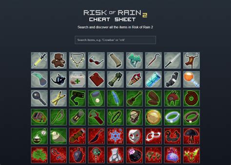 Risk of Rain 2 Item Cheat Sheet – Steam Solo