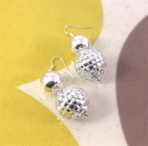 Silver Disco Ball Earrings By Lucy Loves Neko | notonthehighstreet.com