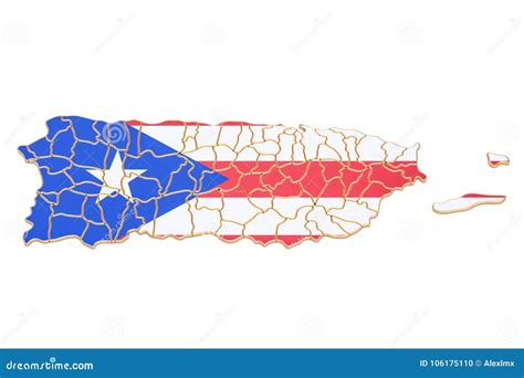 Map of Puerto Rico, 3D Rendering Stock Illustration - Illustration of ...