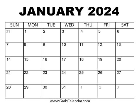 January 2024 Calendar Download - Vinni Jessalin