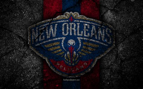 New Orleans Pelicans, Nba, 4k, Logo, Black Stone, Basketball, - Logo ...