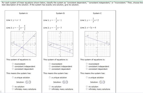 Solved For each system of linear equations shown below, | Chegg.com