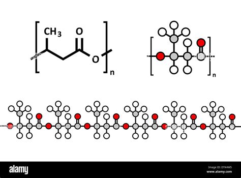 Polyhydroxybutyrate (PHB) biodegradable plastic, chemical structure ...