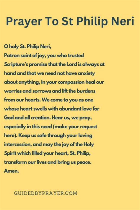 Prayer To St Philip Neri – Guided by Prayer