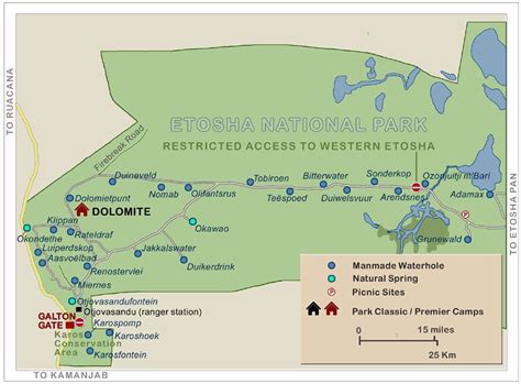 Map of Etosha National Park - Western Region | National parks map ...