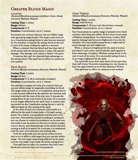 New Spells: Greater Blood Magic — DND Unleashed: A Homebrew Expansion ...