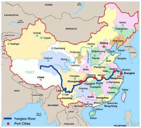 Map of Yangtze river basin covering China's most important economic ...