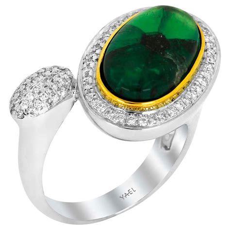 Trapiche Emerald Diamond White and Yellow Gold Ring For Sale at 1stdibs