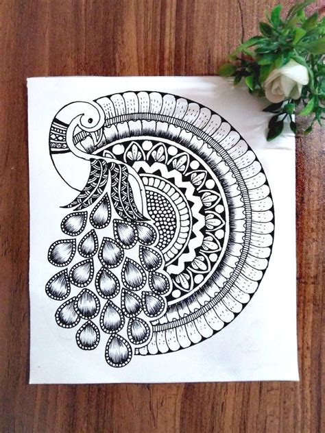 Peacock mandala art for beginners | Doodle art designs, Mandala design ...