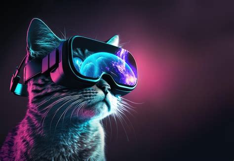 Premium Photo | Cat wearing VR headset with augmented reality ...