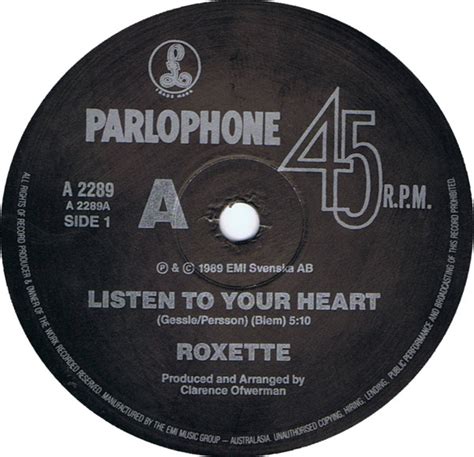 Roxette - Listen To Your Heart (1989, Paper Sleeve, Vinyl) | Discogs